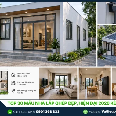 Top 30 mẫu nhà lắp ghép đẹp, hiện đại 2026 kèm hệ vật liệu